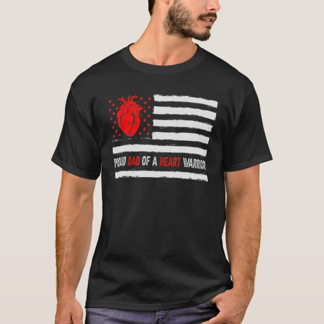 Proud Dad Of A Heart Warrior Chd Awareness T-Shirt (Front)