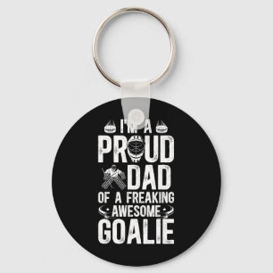 Proud Dad Of A Hockey Goalie Dad Ice Hockey Goalke Keychain
