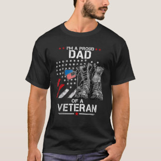 Proud Dad Of A Veteran USA Flag Patriot Veteran s T-Shirt