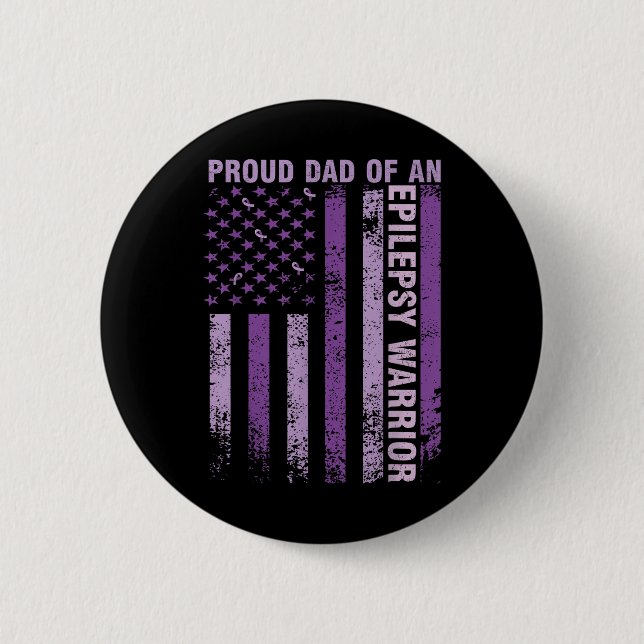 Proud Dad Of An Epilepsy Warrior Epilepsy Awarenes 2 Inch Round Button (Front)