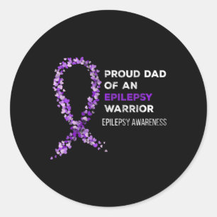 Proud Dad Of An Epilepsy Warrior Epilepsy Awarenes Classic Round Sticker