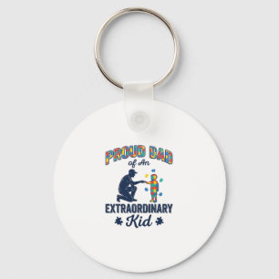 Proud Dad of an Extraordinary Kid Autism Vector De Keychain