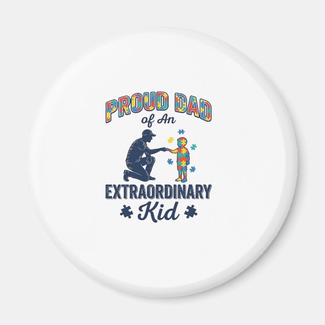Proud Dad of an Extraordinary Kid Autism Vector De Magnet (Front)