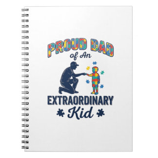 Proud Dad of an Extraordinary Kid Autism Vector De Notebook
