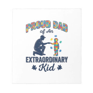 Proud Dad of an Extraordinary Kid Autism Vector De Notepad