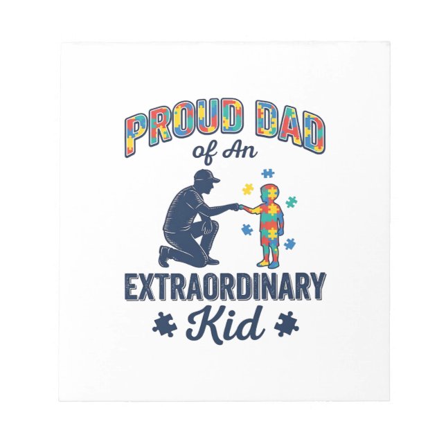 Proud Dad of an Extraordinary Kid Autism Vector De Notepad (Front)