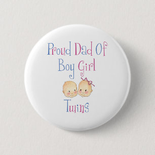 Proud Dad of Boy Girl Twins 2 Inch Round Button