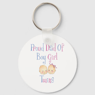 Proud Dad of Boy Girl Twins Keychain