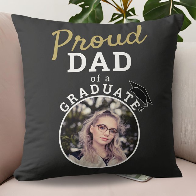 Proud Dad of Graduate Graduation Cap Photo   Throw Pillow (Creator Uploaded)