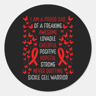Proud Dad Of Sickle Cell Warrior Awareness Ribbon  Classic Round Sticker