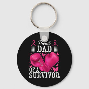Proud Dad Of Survivor Breast Cancer Boxing Gloves Keychain