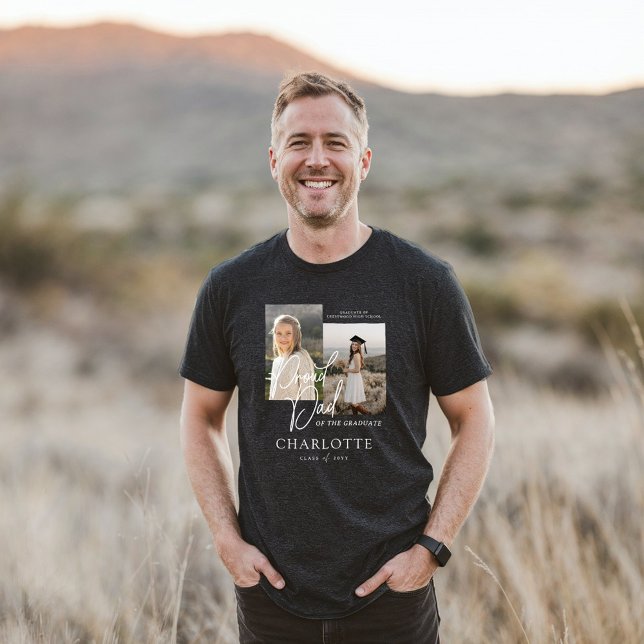 Proud Dad of the Graduate Script Photo Keepsake Tri-Blend Shirt (Proud Dad of the Graduate Script Photo Keepsake Tri-Blend Shirt)