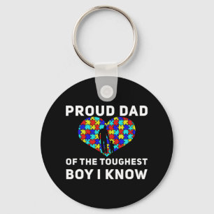 Proud Dad Of The Toughest Boy I Know Autism Awaren Keychain