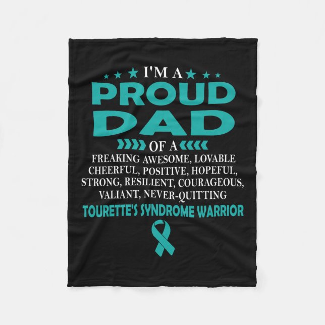 Proud Dad Of Tourette's Syndrome Warrior T  Fleece Blanket (Front)