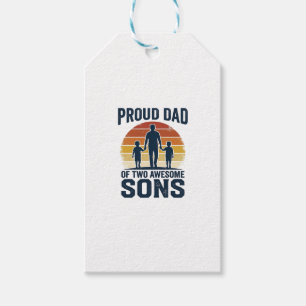 Proud Dad of Two Awesome Sons Vintage Shirt Design Gift Tags