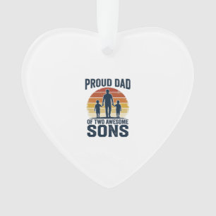 Proud Dad of Two Awesome Sons Vintage Shirt Design Ornament