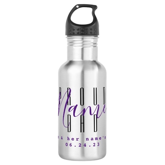 Proud Dad Personalized Water Bottle - HAMbyWG (Front)