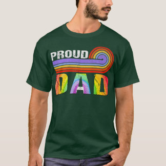 Proud Dad Queer LGBTQ Gay Pride Month Rainbow Flag T-Shirt