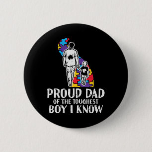 Proud Dad Toughest Boy Autism Awareness Asd Daddy 2 Inch Round Button