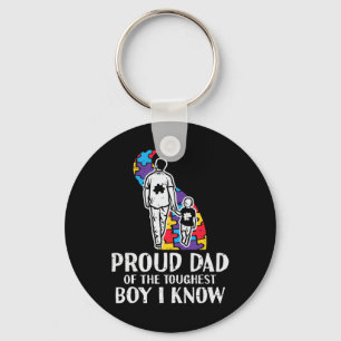 Proud Dad Toughest Boy Autism Awareness Asd Daddy Keychain