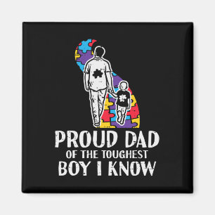 Proud Dad Toughest Boy Autism Awareness Asd Daddy  Magnet