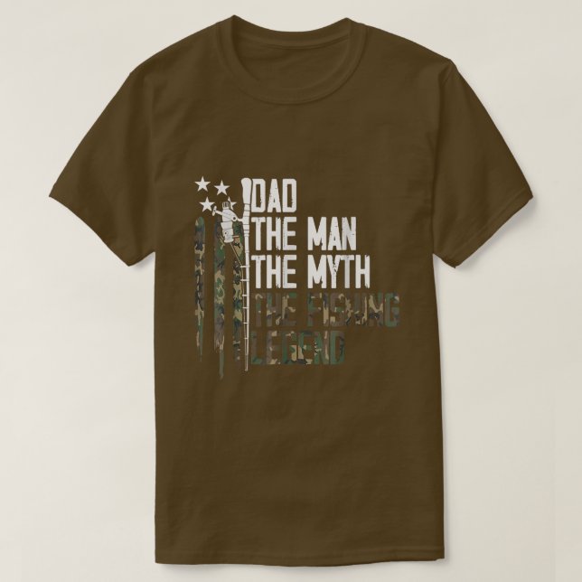 Proud Dada Dad The Fishing Legend Camouflage Ameri T-Shirt (Design Front)