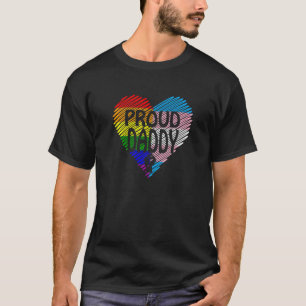 Proud Daddy Lgbt With Rainbow And Transgender Flag T-Shirt