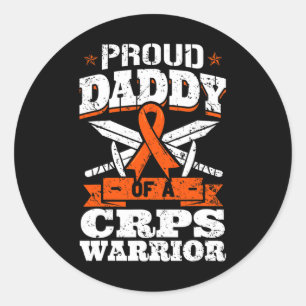 Proud Daddy Of A CRPS Warrior RSD Awareness Ribbon Classic Round Sticker