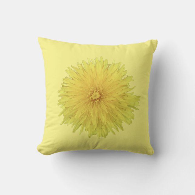 Proud Dandelion Flower. Throw Pillow (Front)