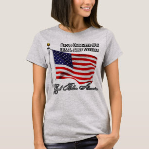 Proud Daughter Of A US Army Veteran With USA Flag T-Shirt