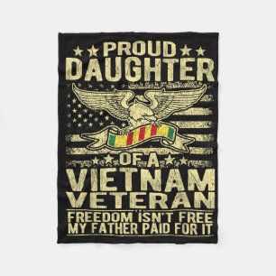 Proud Daughter Of Vietnam Veteran Us Flag Military Fleece Blanket