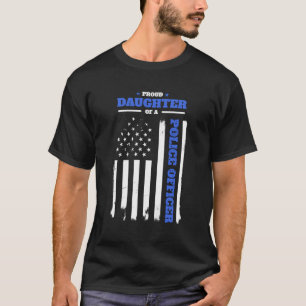 Proud Daughter Police Officer Distressed Back Prin T-Shirt