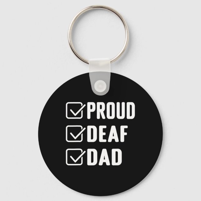 Proud deaf dad ASL Hand gesture deaf awareness  Keychain (Front)