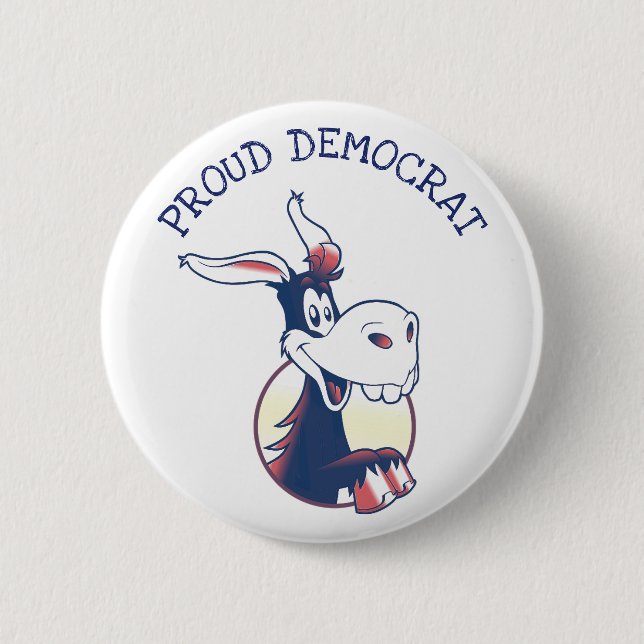 Proud Democrat Donkey Political Funny Button (Front)