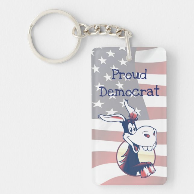 Proud Democrat Political Party Donkey Keychain (Front)
