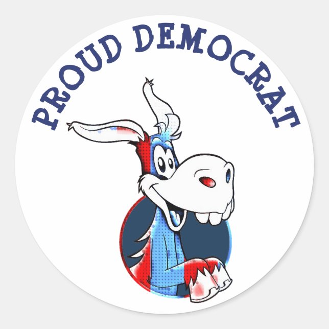 Proud Democrat Political Party Donkey Patriotic Classic Round Sticker (Front)