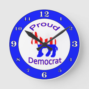 Proud Democrat Round Clock