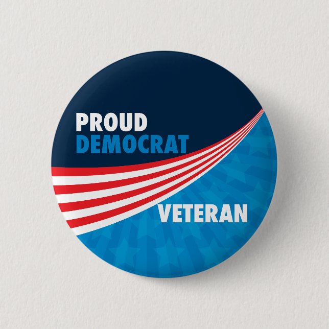 Proud Democrat Veteran 2 Inch Round Button (Front)