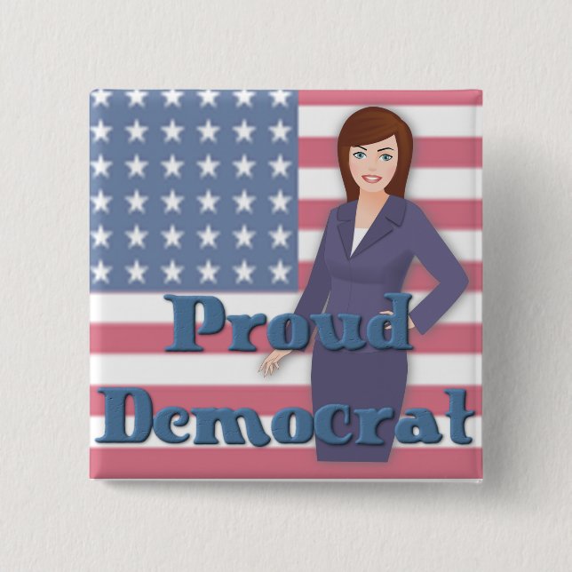 Proud Democrat Woman Flag Button (Front)
