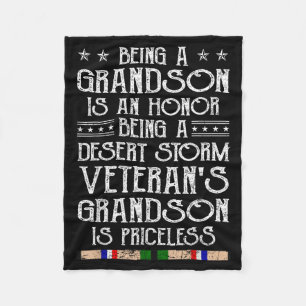 Proud Desert Veteran Grandson Gulf War Family Fleece Blanket