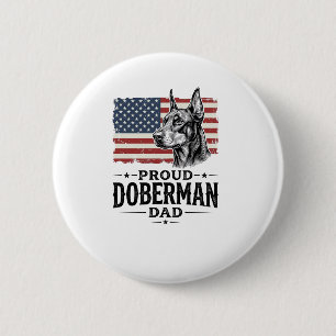 Proud Doberman Dad Vintage Flag Vector Design_1 2 Inch Round Button