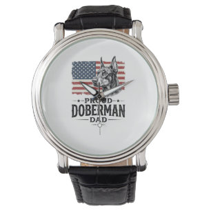 Proud Doberman Dad Vintage Flag Vector Design_1 Watch