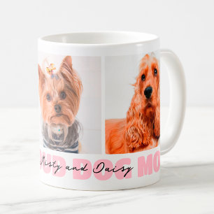 Proud Dog Mom Gift Custom Photo Collage Pink Coffee Mug