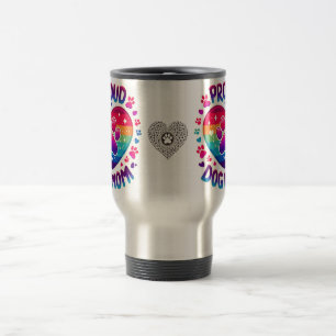 Proud Dog Mom Rainbow Heart Design Mug