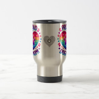 Proud Dog Mom Rainbow Heart Design Mug