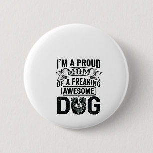Proud Dog Mom Vintage Engraving Vector Design_1 2 Inch Round Button