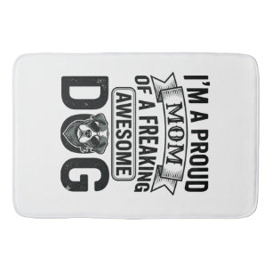 Proud Dog Mom Vintage Engraving Vector Design_1 Bath Mat