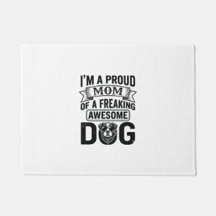 Proud Dog Mom Vintage Engraving Vector Design_1 Doormat