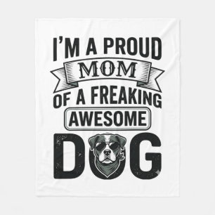 Proud Dog Mom Vintage Engraving Vector Design_1 Fleece Blanket