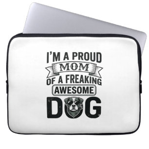 Proud Dog Mom Vintage Engraving Vector Design_1 Laptop Sleeve